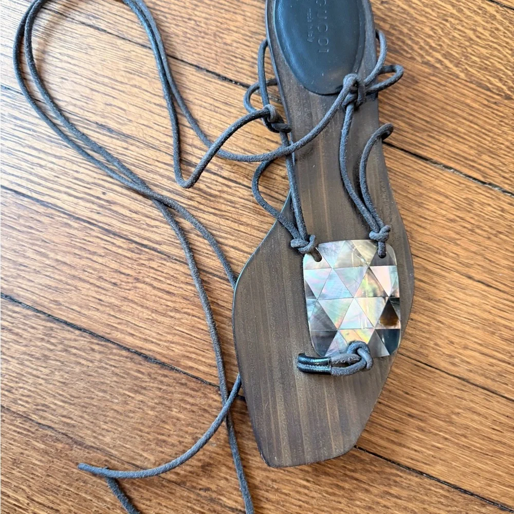 Gucci by Tom Ford Wood/leather sandals - Picture 5 of 5